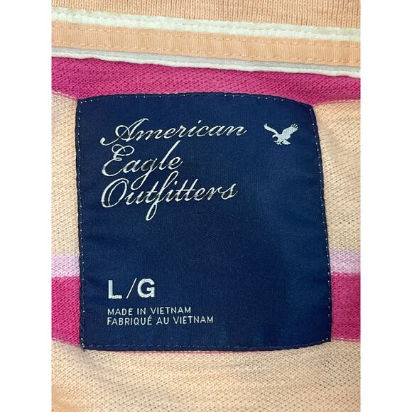 American Eagle Outfitters Collared Button 2010 Polo Women Size Large Pink Coral - Picture 6 of 10